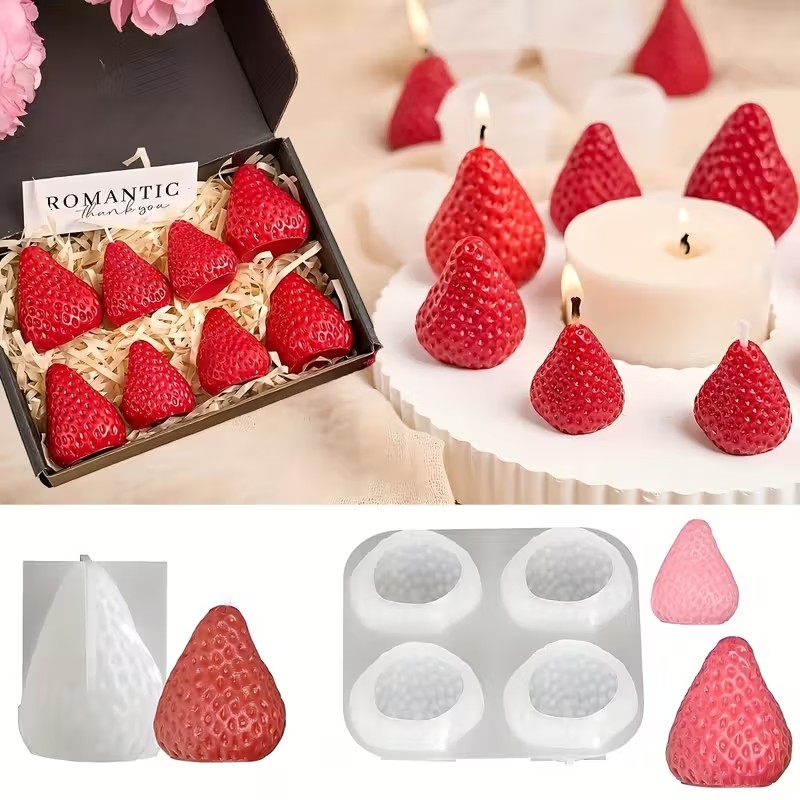 Soap Making Equipment - Strawberry Silicone Candle Mold for DIY