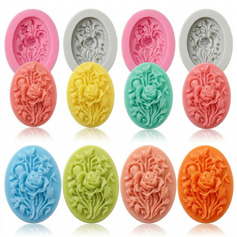 Soap Making Equipment - 4 Silicone mold with flower shape，Easy-to-demold