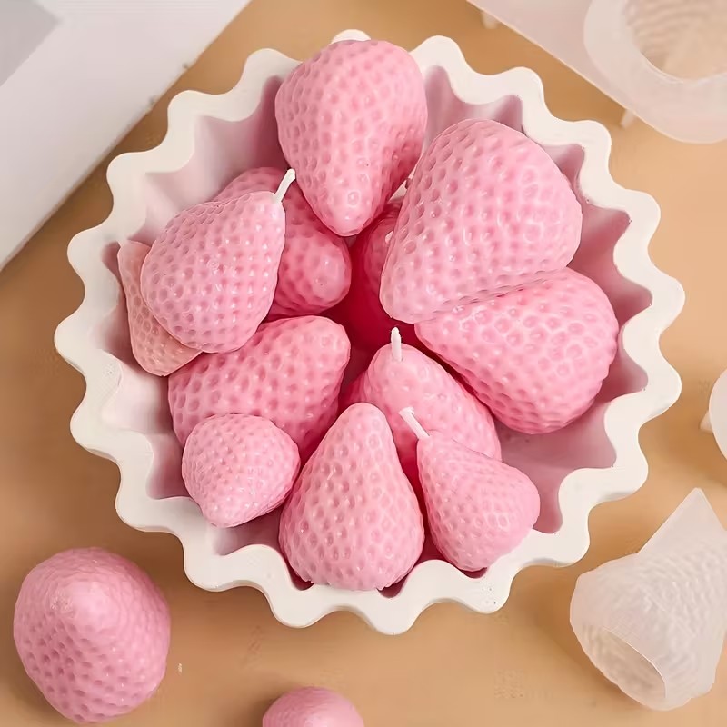 Strawberry Silicone Candle Mol - đánh giá và giá Soap Making Equipment